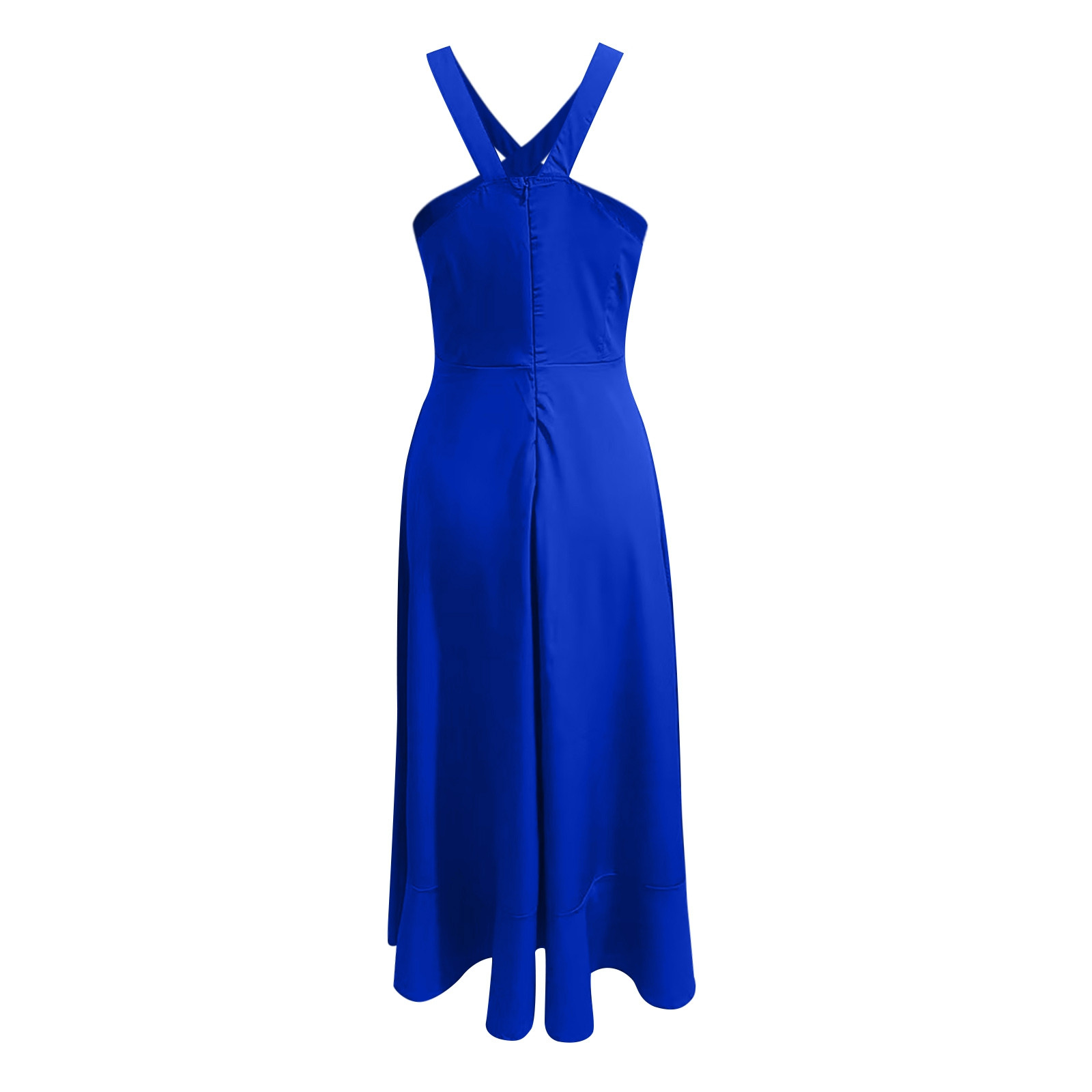 thumbnail image 4 of Vestido de fiesta de verano fluido para mujer con tirantes con volantes: elegante color liso, tejido ligero, cómodo para ocasiones especiales., 4 of 5